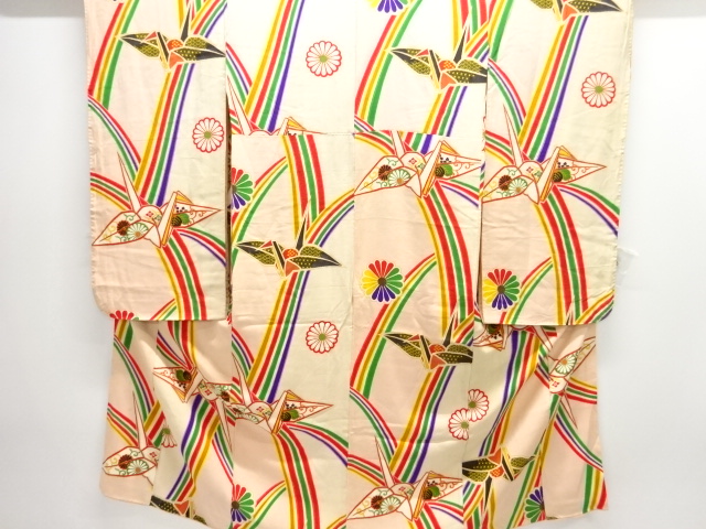 JAPANESE KIMONO / ANTIQUE KIMONO / CHRYSANTHEMUM / ORIGAMI CRANE PATTE